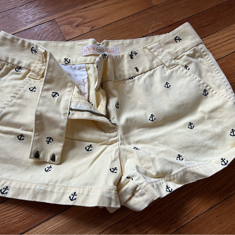 J. Crew Yellow Shorts with Navy Anchors